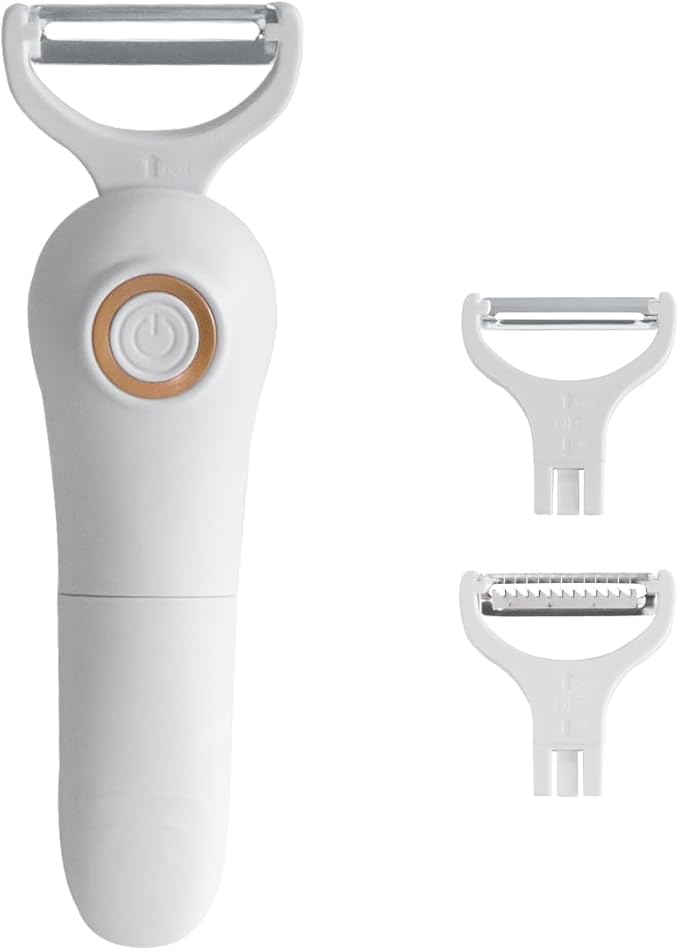 3-in-1 Electric Peeler | Auto Blade for Fruits/Vegetables | 3 Interchangeable Blades | Type-C Charging,Battery Capacity 1500 mAh | Kitchen, Travel, Camping