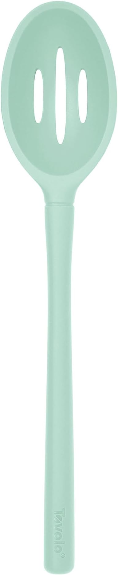 Tovolo Flex-Core Non-Stick All Silicone Slotted Deep Spoon Kitchen Utensil for Scooping and Serving – Heat-Resistant, Dishwasher Safe & BPA Free - Aqua
