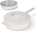 11 Inch All in One Pan with Lid Ceramic Nonstick and 9.5 Inch Circle Pan,Multifunctional Cookware for Vertasile Cooking and (Beige)