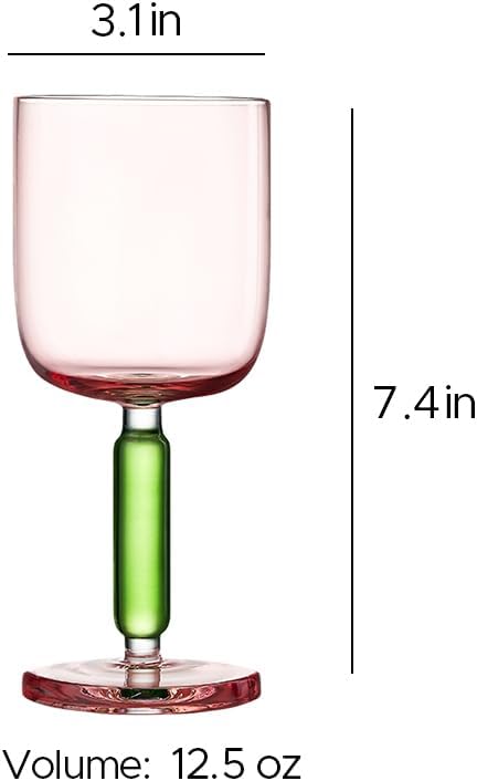 MU16 Jelly Collection large wine glass Crystal Wine Glasses 12.5 oz – Lead-Free Drinking Glasses for Easter, Parties, Weddings, and Anniversaries Radiant Peach