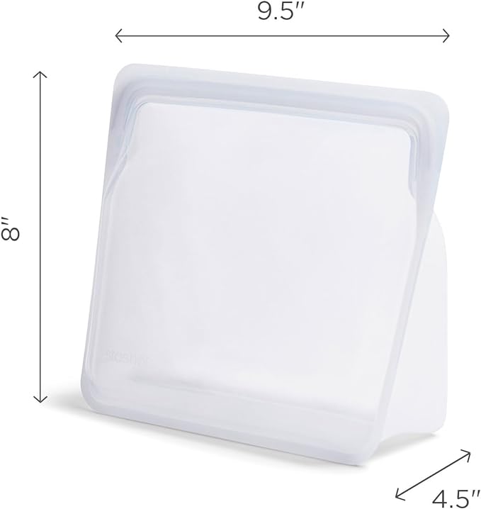 Stasher Premium Silicone Reusable Food Storage Stand-Up Bag Mega, Aqua, Microwave, Sous Vide, Dishwasher, Oven and Freezer Safe, BPA Free, Leak-free, Eco-friendly, 104 Oz