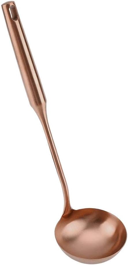 Soup Ladle, Stainless Steel Cooking Utensil Big Soup Spoon Kitchen Spatula Turner Cooking Tool Comfortable Grip (Rose Gold Soup Ladle)