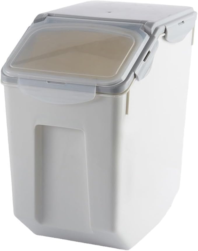Airtight & Large-Capacity Rice Storage Container, Stackable & Easy-Access Bin for Rice, Grain, Pet Food, Flour, 1 Count (Gray (15KG))