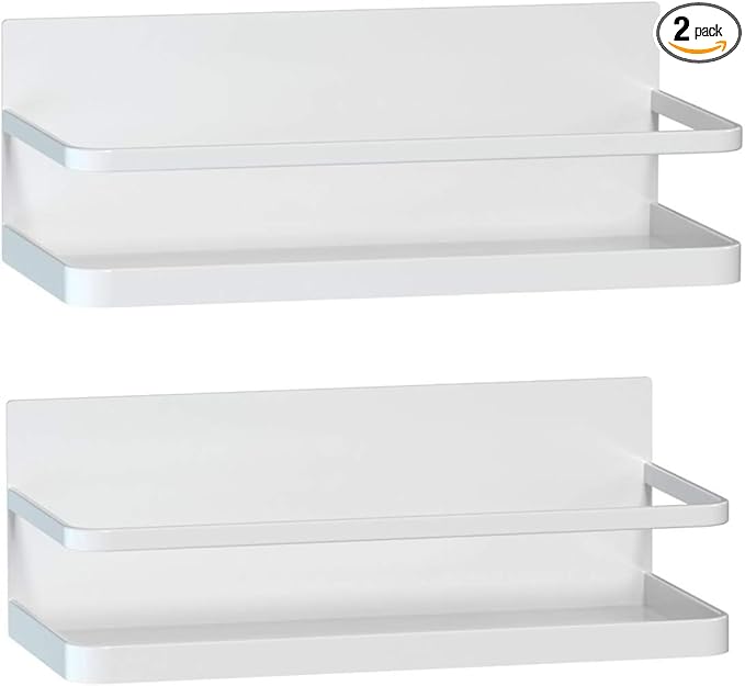 Magnetic Spice Rack for Refrigerator, Magnetic Spice Storage Rack Organizer for Fridge, Perfect Space Saver for Small Kitchen/Apartment (2, White)