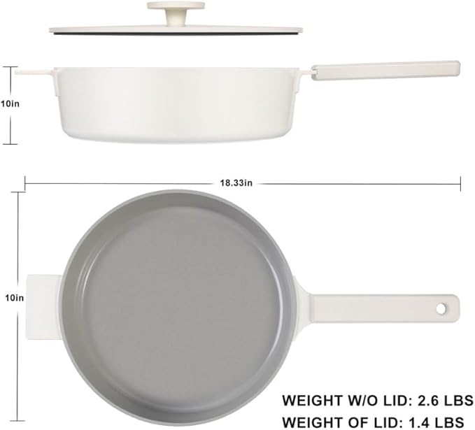 11 Inch All in One Pan with Lid Ceramic Nonstick and 9.5 Inch Circle Pan,Multifunctional Cookware for Vertasile Cooking and (Beige)