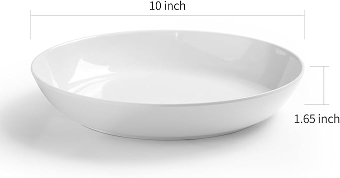 Melamine salad Bowls Set - 46 oz/10 inch 100% Melamine Soup/Salad Bowls | set of 6, White， BPA Free,snack