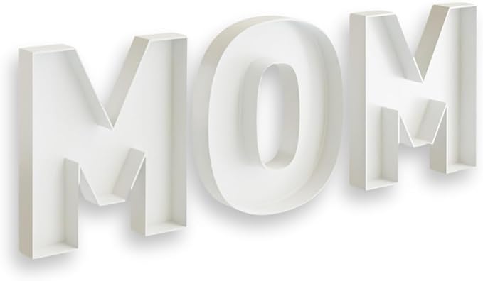 Hard Plastic Reusable Fillable Letters Numbers Serving Trays for Party Decoration (MOM, White)