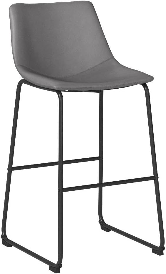 Signature Design by Ashley Centiar Modern Faux Leather 29" Pub Height Bar Stool, Set of 2, Gray