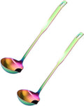 Metal Soup Ladle with Tilted Mouth，2 Piece Fat Multi-Purpose Separator Oil Strainer Serving Spoon Set for Kitchen Restaurant Cooking Hotpot