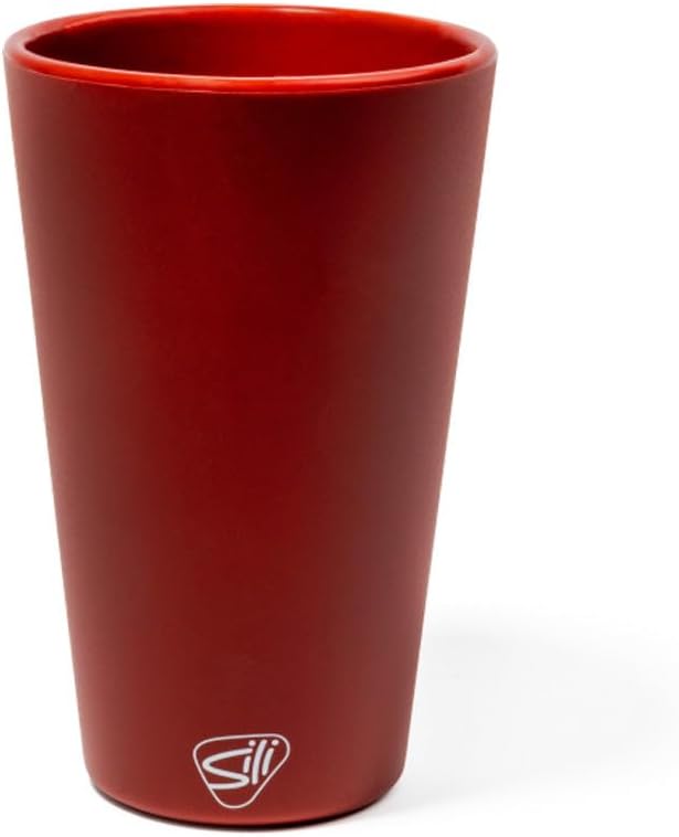 Silipint 16oz Silicone Pint Glass – Unbreakable BPA-Free Reusable Silicone Drinking Cup – Flexible Dishwasher Microwave & Freezer Safe – Stemless Glass for Water Coffee Smoothies (Dark Red)