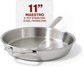 Beka Maestro 11" 5-Ply Stainless Steel Frying Pan – Dishwasher & Oven Safe, No Hot Spots and Stay-Cool Handle