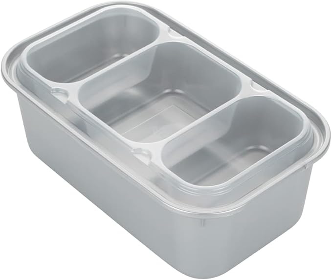 Restaurantware TRAYS ONLY: Futura 15.2 Ounce Trays For Containers, 100 Microwavable Trays For 24, 34, & 44 Ounce Containers - Containers Sold Separately, 3 Compartments, Clear Plastic Food Trays