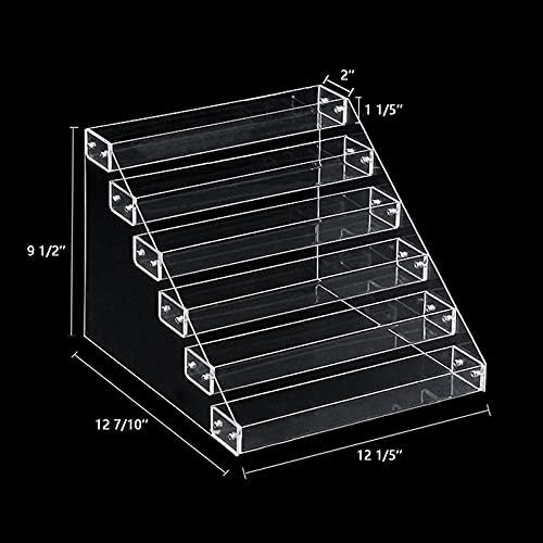 VAEHOLD Acrylic Spice Rack, 6 Tier Clear Organizer for Cabinet, Vertical Spice Rack Kitchen Organizer Shelf for Countertop (6 Tier)