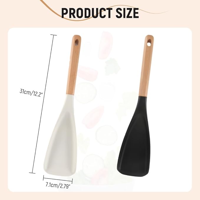 Cedar and Ash Spoon, Cedar and Ash Spoonula, Multifunction Spatula Cooking Spoon for Mixing, Scoop and Scrape (2, Black)