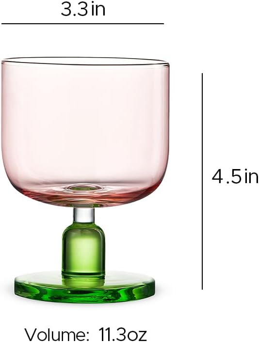 MU16 Jelly Collection short wine glass Crystal Wine Glasses, 11.2 oz – Lead-Free Drinking Glasses for Easter, Parties, Weddings, and Anniversaries Radiant Peach