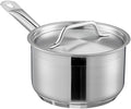 SS1 Series 2 Qt Stainless Steel Sauce Pan with Aluminum-Clad Bottom, Silver, NSF Listed, Induction Ready, Dishwasher Safe, Welded Handle, Includes Lid, 3.75 Inch Height