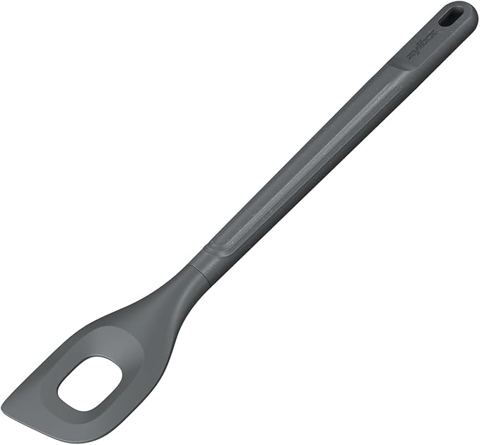 Zyliss Angled Mixing Spoon, Sustainable Wheatstraw/Nylon, Angled MIxing Spoon for Cooking and Serving with Heat Resistant Silicone Head, Beluga Grey, 11.6" x 2.2", Dishwasher Safe, 5 Year Guarantee