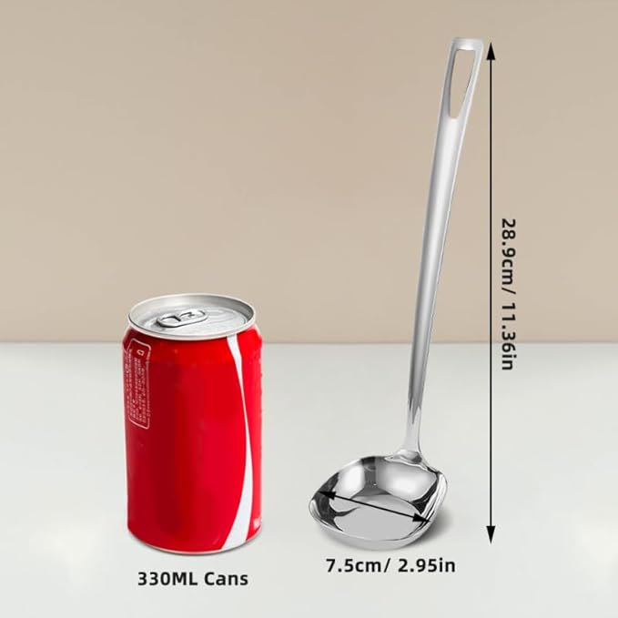 Cabilock 316 Stainless Steel Soup Ladle Square Head Nonslip Handle for Kitchen Cooking Utensils Slotted Serving Spoon
