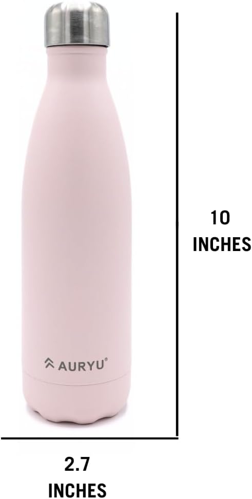 Best in Class Triple-Walled Insulated Stainless Steel Water Bottle with bonus handle included, Drinks Cold for 24h & Hot for 12h, Leak Proof, Make a Difference in the World, 17oz (Pink)