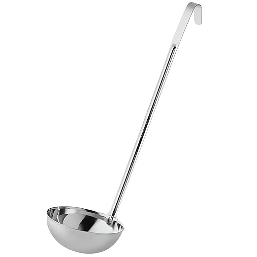 OCS Parts Pro Series Stainless Steel Culinary Ladle | 24-Ounce | One-Piece Dishwasher Safe Home, Restaurant, Buffet and Catering Serving Ladle for Sauces, Soup, Gravy, and Salad Dressing