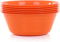 Mintra Home Plastic Bowls (1.8L Medium 6pk, Orange) - 7.8inW x 3.25inH - great for popcorn, snacks, chips, nachos, candy, Halloween, trick or treat bowls - 6 Party Bowls in a set