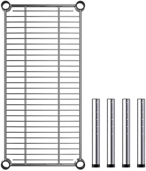 Chrome Dunnage Shelf, NSF Listed, Wire Construction, 12x24x8 Inches, 600 lb Capacity, Silver, for Warehouse, Kitchen, Retail Storage