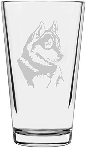 Husky Customizable Dog Themed Etched All Purpose 16oz Pint Glass