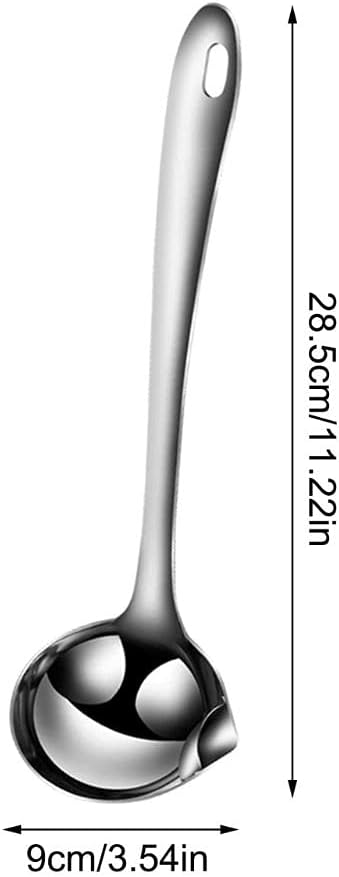 Oil Separating Stainless Steel Soup Ladle/Grease Trap Long Spoon/Fat Control Serving Spoon/Healthy Lifestyle/Kitchen Accessory