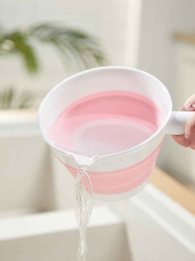 XBLDMJY Water Dipper,Folding Bath Ladle，Plastic Water Scoop for Travel, Tabo, Used In Kitchen, Garden, Bathroom(Grey)