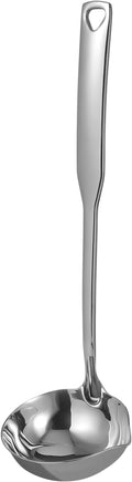 Stainless Steel Soup Ladle with Long Handle and Precision Pouring Spout Deep Serving Spoon for Soup Gravy Hot Pot Kitchen Utensil with Hanging Hole