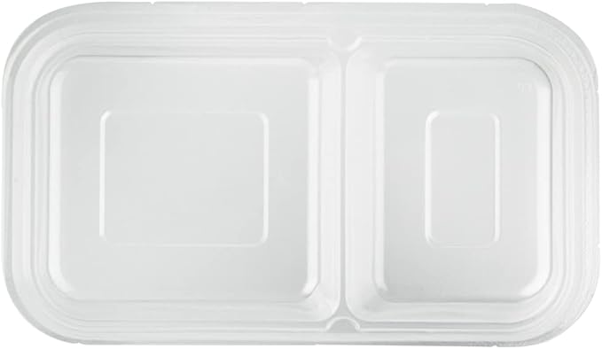 Restaurantware TRAYS ONLY: Futura 15.2 Ounce Trays For Containers 100 Microwavable Trays For 24 34 And 44 Ounce Containers - Containers Sold Separately 2 Compartments Clear Plastic Food Trays