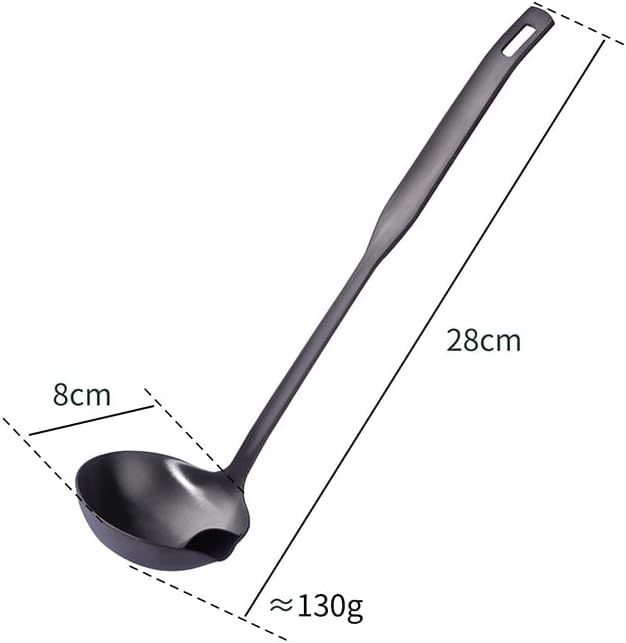 Metal Soup Ladle with Tilted Mouth，2 Piece Fat Multi-Purpose Separator Oil Strainer Serving Spoon Set for Kitchen Restaurant Cooking Hotpot