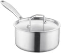 SS3 Series Tri-Ply Stainless Steel Sauce Pan with Cover, 2.5 Qt, Silver Satin Finish, Induction Ready, NSF Listed, Riveted Handle, 7.1 x 6.3 x 9.1 Inch