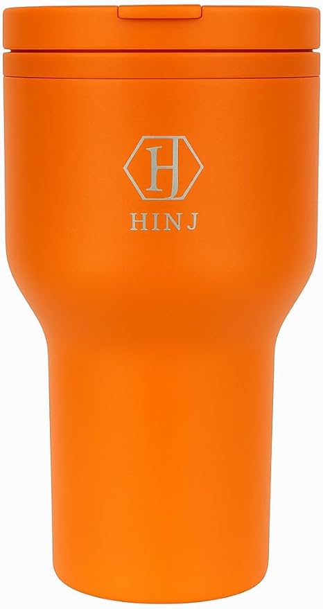 Insulated Travel Tumbler, Orange, Stainless Steel with permanent Lid