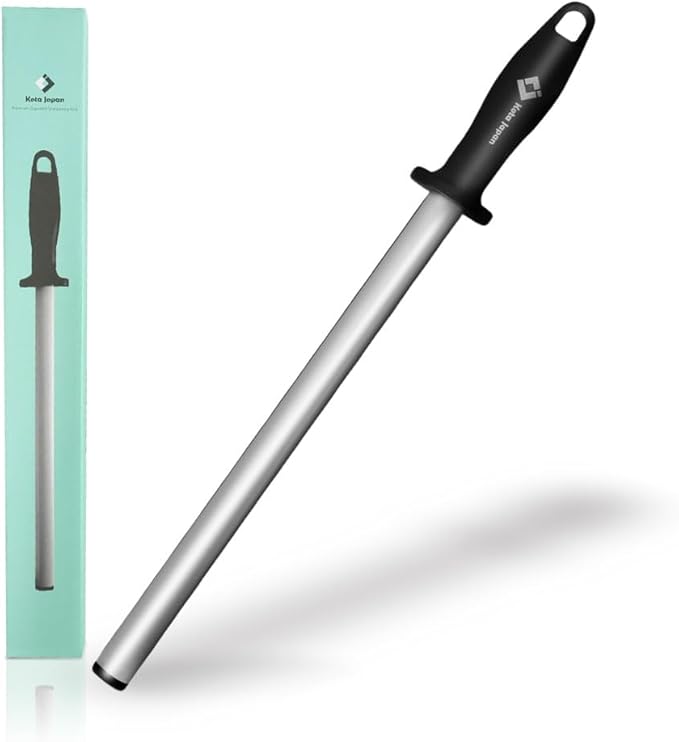 Kota Japan 12 in. Diamond Carbon Steel Professional Knife Sharpener Rod | Kitchen, Home or Hunting | Master Chef, Hunter or Home Gourmet Blade Sharpening Rod or Stick