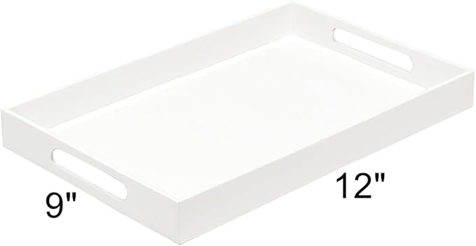 SetGame Acrylic Serving Tray with Handles, Bathroom Desktop Decorative Storage Arylic Trays, Simple Vanity Tray Food Tea Fruit Dinner Snack Tray for Bar Kitchen Party