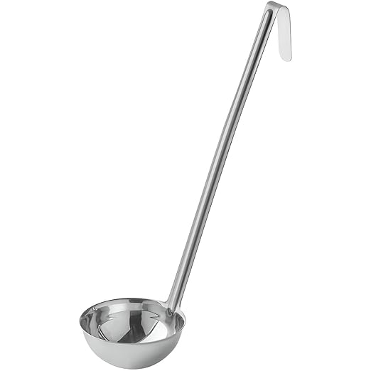 OCS Parts Pro Series Stainless Steel Culinary Ladle | 8-Ounce | One-Piece Dishwasher Safe Home, Restaurant, Buffet and Catering Serving Ladle for Sauces, Soup, Gravy, and Salad Dressing