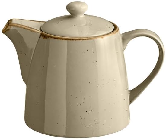 Keystone Porcelain Teapot with Lid, 32 oz, Granite Gray with Chestnut Brown Speckles, Round, Dishwasher Safe, Microwavable, 5.8 x 4.1 x 5 Inches