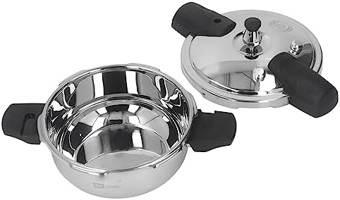 Stainless Steel Pressure Cooker, 1.8 Liter Small Pressure Cooker Explosion Proof, Multifunctional Pressure Canner Cookware for Gas Stove Induction Cooker, Silver