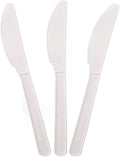 Compostable Knives 250 Count, 7 In Large Disposable Biodegradable Flatware, Eco Friendly Durable Heat Resistant Cutlery Silverware Alternative to Plastic Knives, BPI Certified