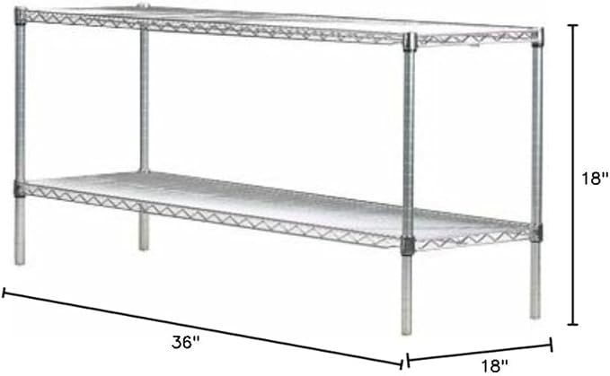 Omega Shelving Storage | 2 Tier Starter Shelving Unit 18" Deep x 18" Wide x 36" High - 800 lb Weight Capacity per Shelf, Adjustable Wire Shelving, Tool-Free Assembly |Chrome Shelving