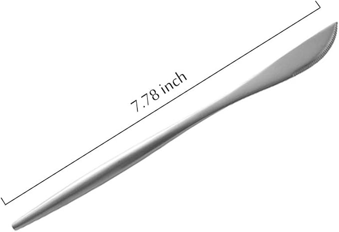 Silver 18/10 Stainles Steel Dessert Knife Set, Luxury Cutlery for Kitchen Hotel Restaurant Wedding Party, Matte Finish, Dishwasher Safe, Pack of 6