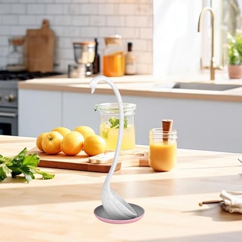 Swan Shaped Kitchen Soup Ladle, White PP Material, Long Handle with Tray, Large Capacity for Home Cooking