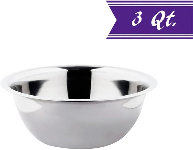 Betolla 3 Quart Stainless Steel Mixing Bowl – Medium Weight Flat Base Prep Bowl with Polished Mirror Finish for Baking, Cooking & Food Prep