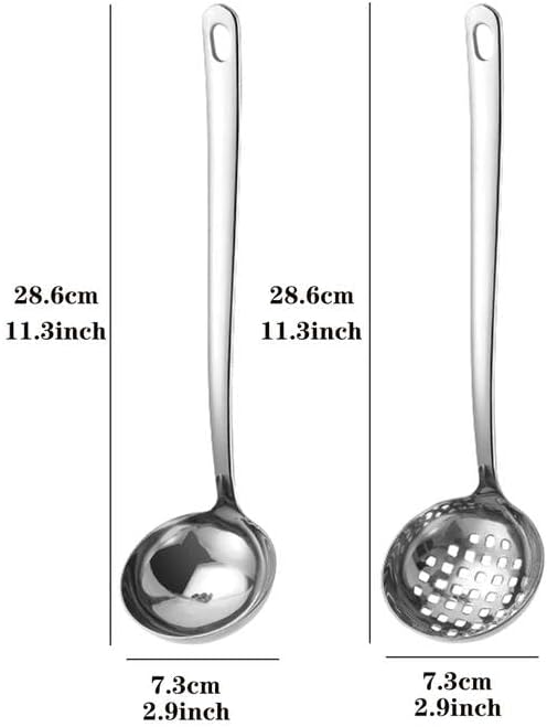 Large Soup Ladle Skimmer Spoon Set Stainless Steel Strainer Gravy Colander Hot Pot Server - Silver