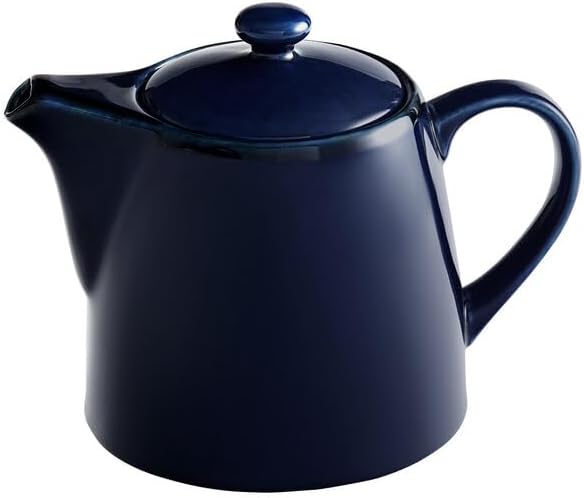 Keystone Stoneware Teapot, 32 oz, Azora Blue with Brown Speckles, Microwave and Dishwasher Safe, with Lid