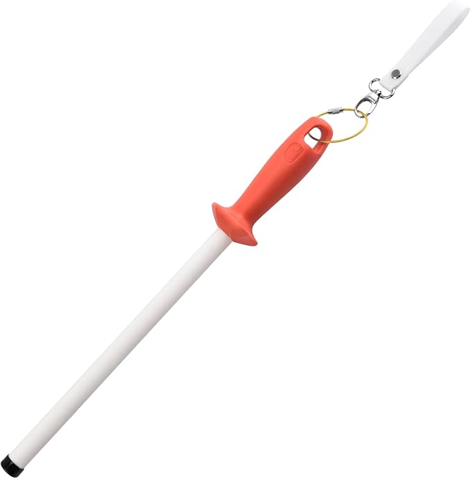 Ceramic Rod Knife Sharpener,10 inch Ceramic Honing Rod,Sharpening Steel for Kitchen Chef Knives, Steak Blades,Ergonomic Design&Comfortable Handle, Protective Cap,Professional Sharpening Stick