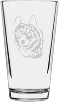 Siberian Husky Dog Themed Etched All Purpose 16oz Pint Glass