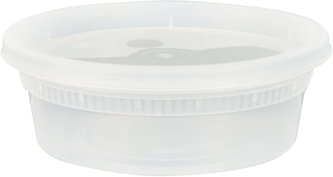 Restaurantware-Asporto 8 Ounce Deli Containers With Lids, 100 Microwavable Round Soup Containers - Clear Plastic Lids Included, Do Not Contain BPA, Clear Plastic Soup Containers, Disposable