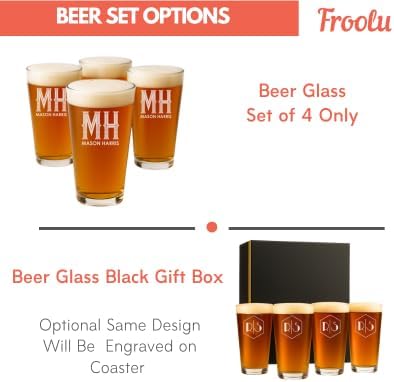 Custom Beer Glass Gifts for Men - Personalized Drinking Pint Glasses Etched for Husband, Dad, Boyfriend - Great for Valentine's, Housewarming, Birthday, Anniversary